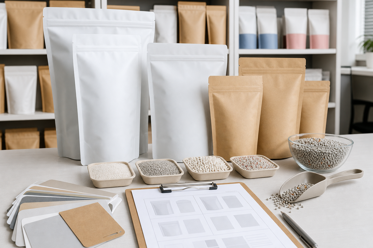 AI-generated OEM cat litter packaging review table